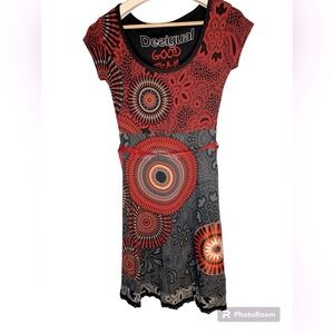 Desigual Good Team, Cap Sleeve Floral Dress in Women's Size S